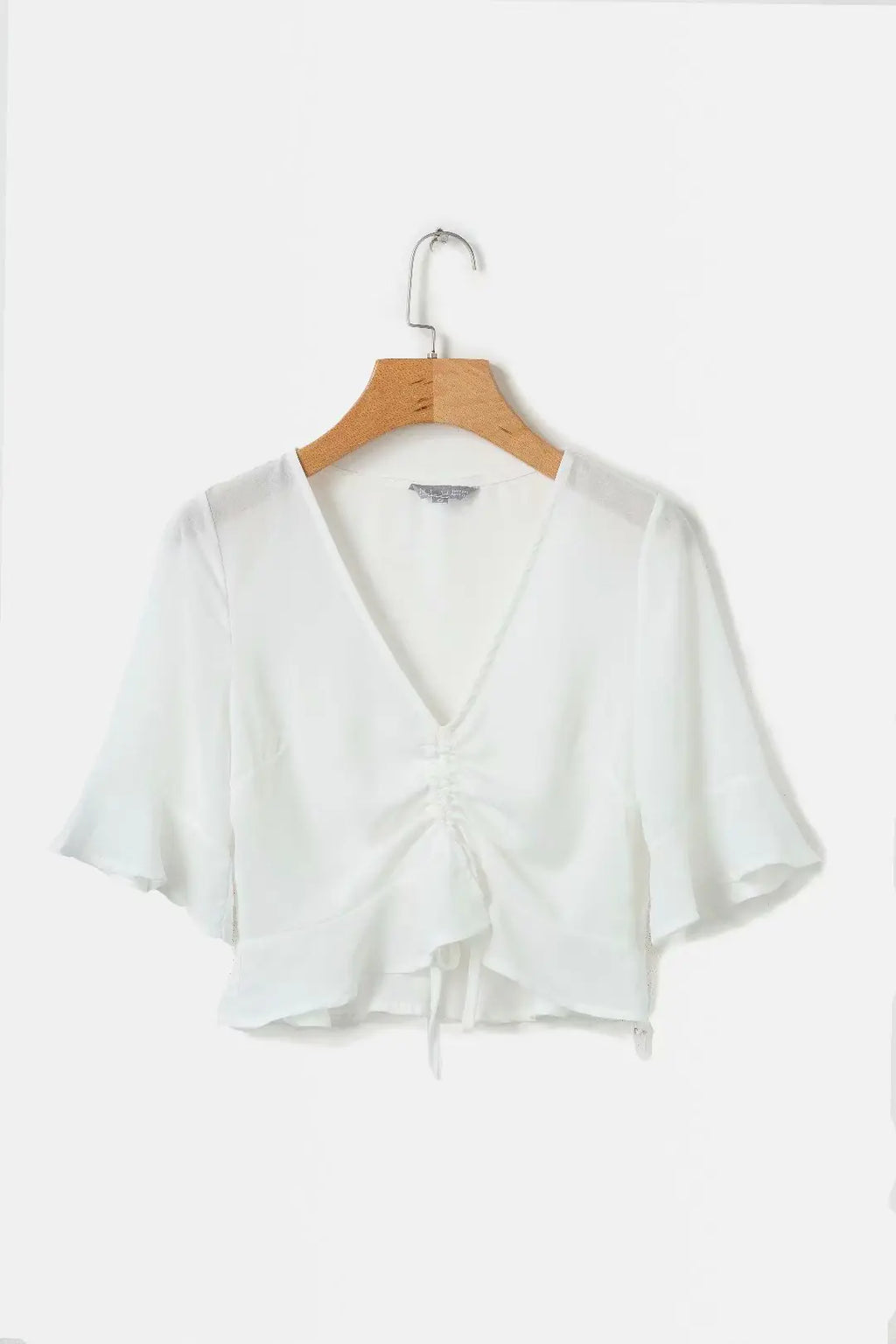 Chic V-Neck Ruffle Sleeve Crop Top