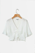 Chic V-Neck Ruffle Sleeve Crop Top
