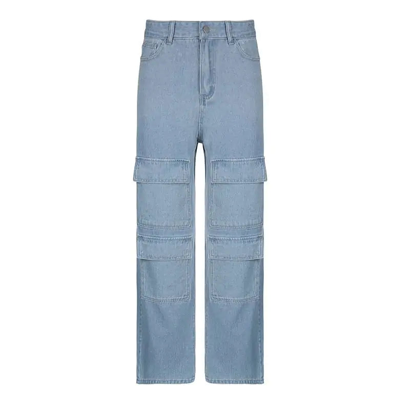 Chic Sky Blue Denim Cargo Pants