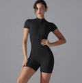 Short-sleeve Zipper Sports Jumpsuit