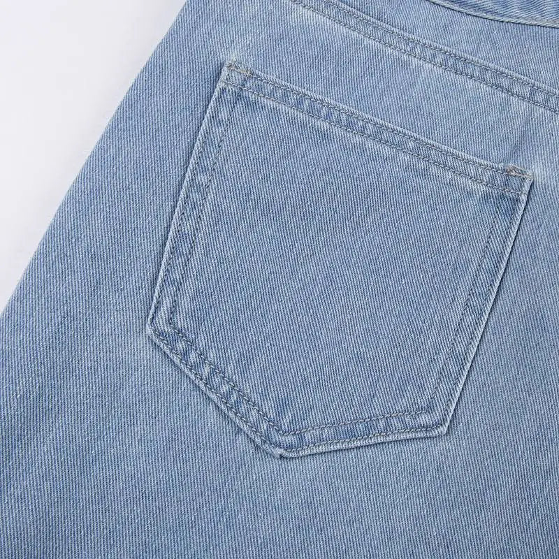 Chic Sky Blue Denim Cargo Pants