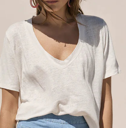 Summer Solid Color V-neck Open-back Short Sleeve Tee