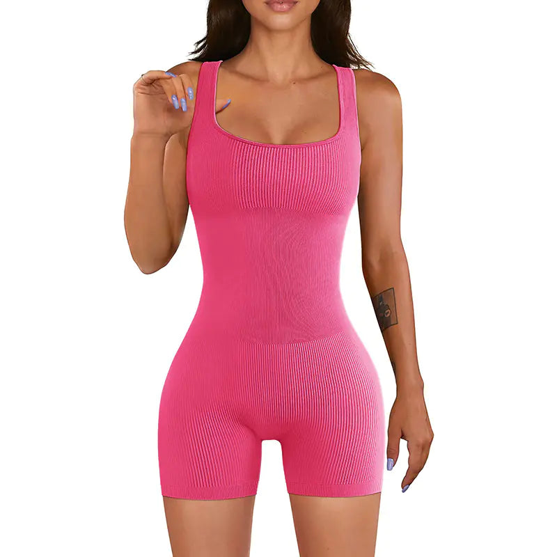 Seamless Ribbed Yoga Jumpsuit for Fitness
