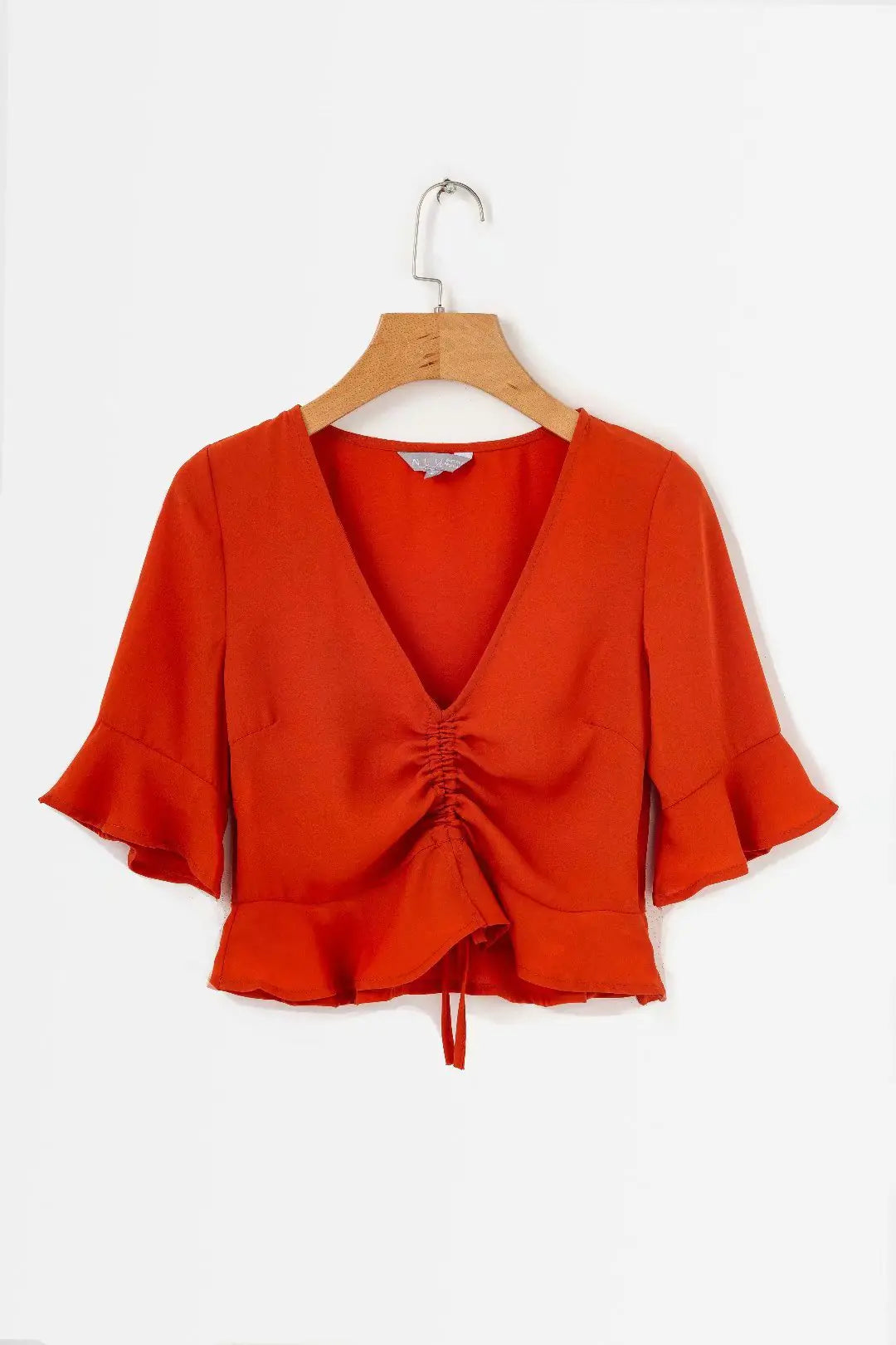 Chic V-Neck Ruffle Sleeve Crop Top