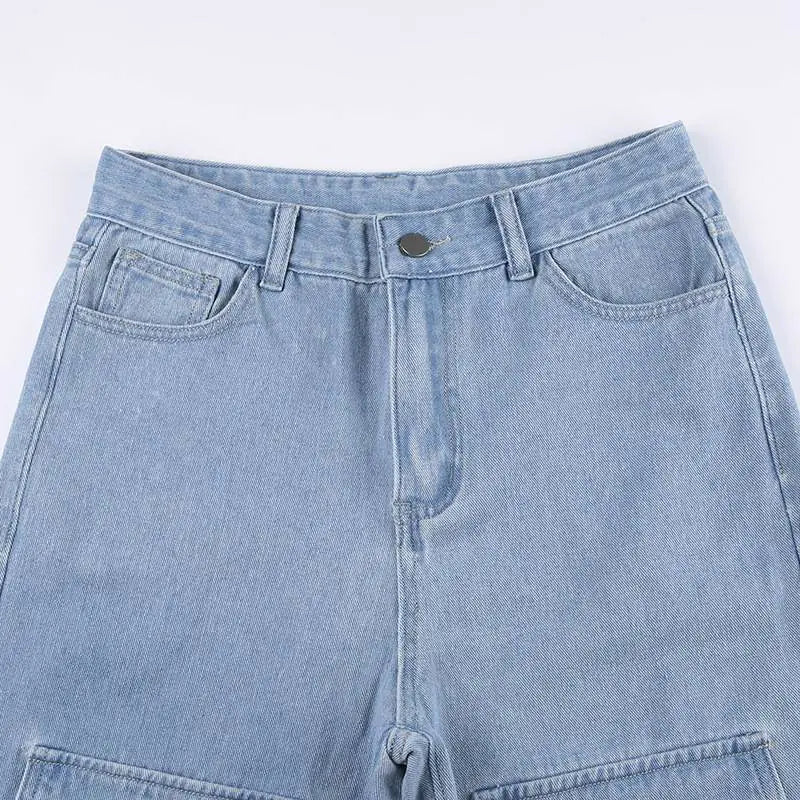 Chic Sky Blue Denim Cargo Pants